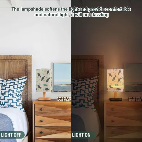 Miniatura 5 de Fishing Fish Small Desk Lamp for Bedroom Nightstand Bedside Lamps with USB Table Lamp with Fabric Night Light for Living Room