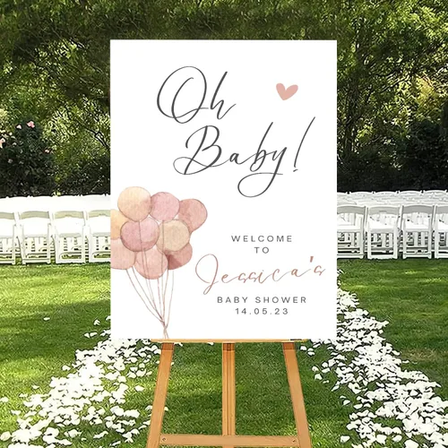 Theme My Party Tablero de bienvenida personalizado para baby shower, tablero de bienvenida para baby shower, letrero de bienvenida personalizado