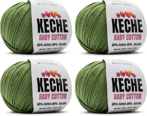Miniatura 110 de Keche Hilo de algodón, 60% algodón, 40% hilo acrílico, hilo de algodón suave para crochet y tejer, hilo amigurumi, 1 madeja/bola, 1.76 onzas (50g)