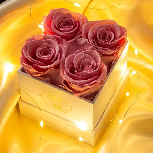 Miniatura 3 de DuHouse Caja de 4 rosas preservadas, flores eternas, regalo para San Valentín, cumpleaños, Día de la Madre, Acción de Gracias, Navidad, aniversario