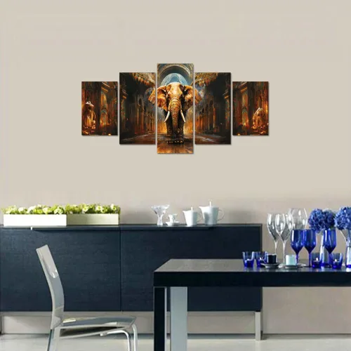 Miniatura 4 de LiftGather Pintura en lienzo para pared para sala de estar, oficina, baño, pintura decorativa, decoración moderna del hogar, 5 piezas, impresión