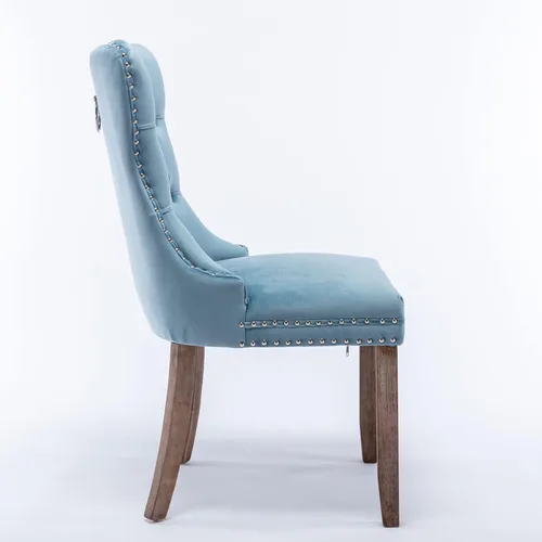 Miniatura 5 de Silla de comedor copetuda moderna de terciopelo para comedor, sillas de comedor tapizadas con remache de clavo, anillo trasero para cocina, comedor