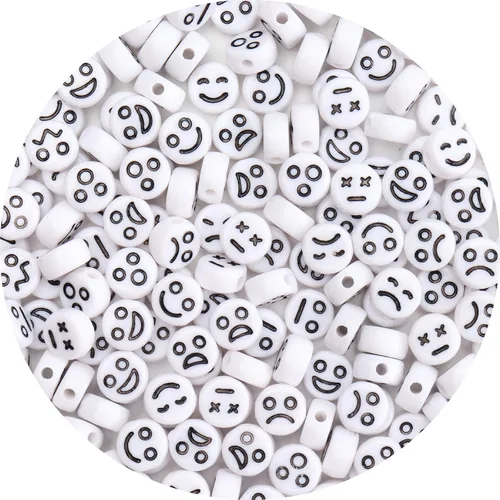Miniatura 7 de 100 cuentas de letras – Cuentas redondas blancas del alfabeto acrílico de 0.16 x 0.27 pulgadas para hacer joyas, pulseras, collares y llaveros