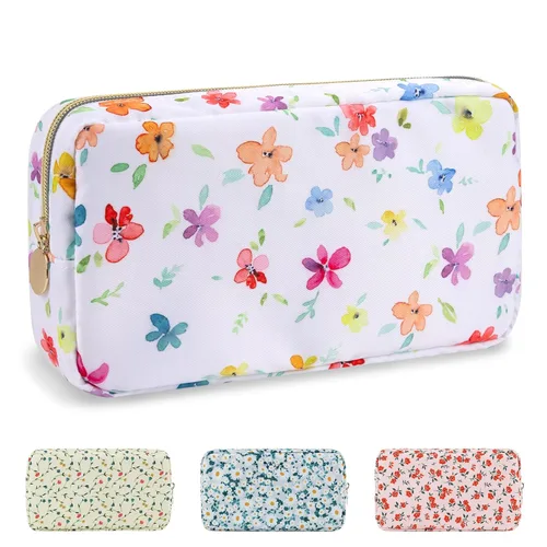 Miniatura 28 de Estuche pequeño para lápices y maquillaje para bolso, lindo estuche de lápices, bolsa de pinceles de maquillaje de nylon con cremallera, estuche