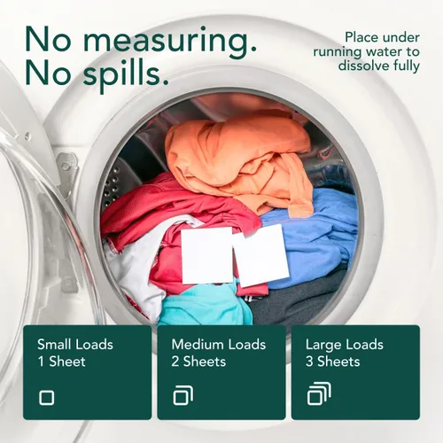 Miniatura 9 de Hojas de detergente KIND LAUNDRY con enzimas que combaten las manchas - Jabón ecológico para lavandería a base de plantas - Detergente