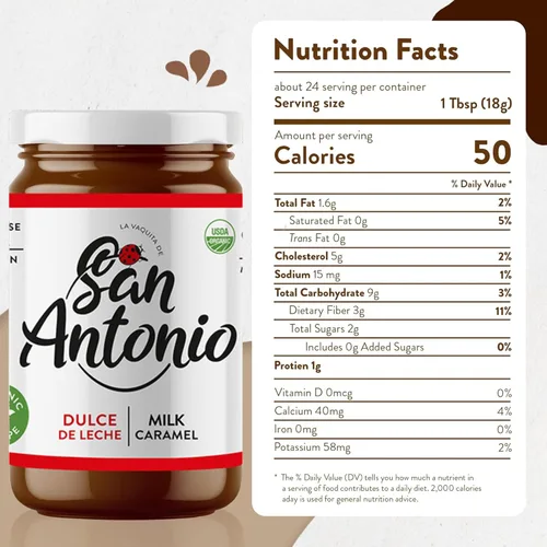 Miniatura 2 de San Antonio Organic Dulce de Leche Classic Milk Caramel Spread - Sin gluten ni lactosa, relleno y coberturas de postres, ideal para helado