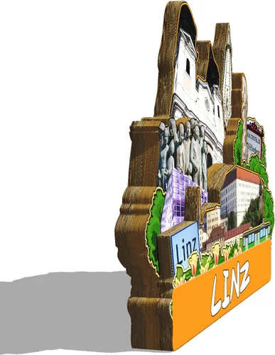 Miniatura 2 de Imán de Linz de Austria para nevera de madera 3D, monumentos de viaje, coleccionables, recuerdos, decoración hecha a mano, 2