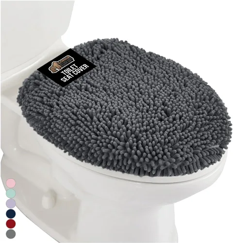 Miniatura 42 de GORILLA GRIP Funda gruesa de espuma viscoelástica para tapa y asiento de inodoro de baño, parte superior de terciopelo suave, lavable a máquina, Azul