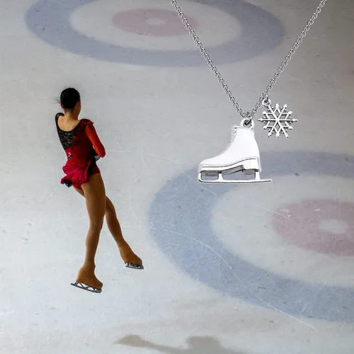 Miniatura 6 de Llavero de patinaje sobre hielo, diseño de patinaje artístico esmaltado, color blanco, para patinar, regalo para los amantes del patinaje
