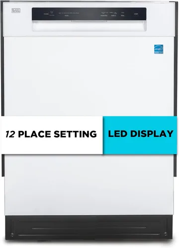 Miniatura 14 de BLACK+DECKER Lavavajillas empotrado de 24 pulgadas, capacidad para 12 cubiertos con tina de acero inoxidable, lavavajillas con 6 programas