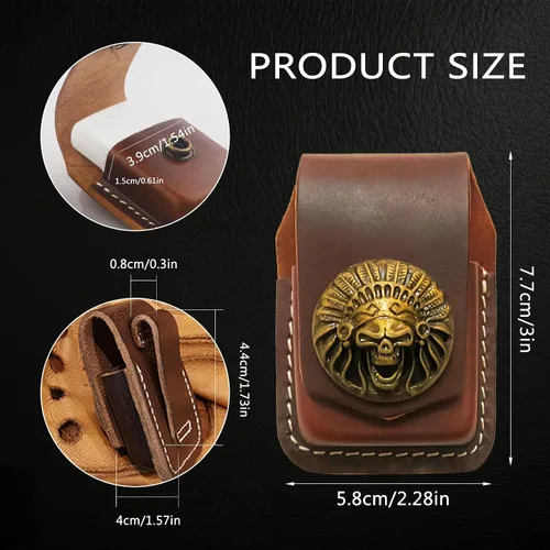Miniatura 2 de Leather Lighter Case, Flip top Leather Lighter Pouch, Holder Case with Pocket Belt Loop,Handmade