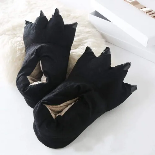 Miniatura 6 de Pantuflas de felpa con forma de garra de animal unisex de moda., M(EUR35-38), Negro