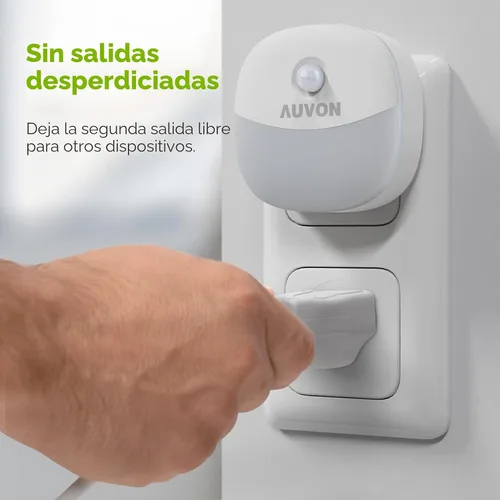 Miniatura 7 de AUVON Luz nocturna enchufable con sensor de movimiento y sensor de atardecer a amanecer, mini luz nocturna LED blanca cálida con brillo ajustable
