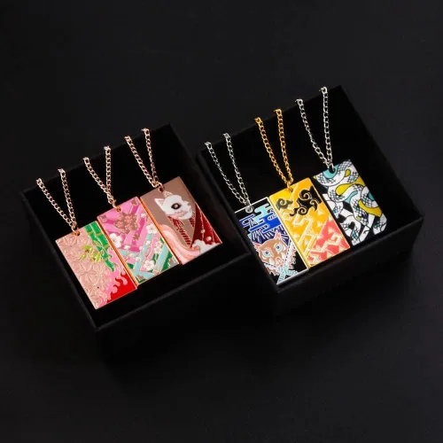 Miniatura 5 de Dije y collar de Tanjiro del anime Demon Slayer Collar de Kimetsu no Yaiba de Hanafuda joyería de cosplay para mujeres y niñas