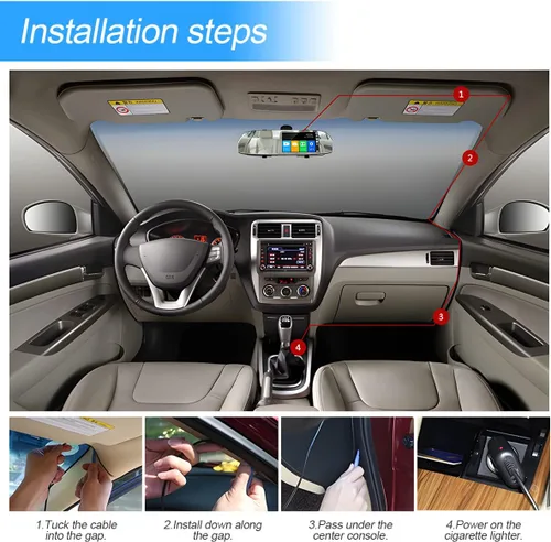 Miniatura 6 de Cámara de salpicadero para autos, espejo retrovisor de seguridad, cámara de 4,3 pulgadas Full HD 1080P, espejo retrovisor inteligente para autos