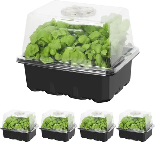 Miniatura 11 de Kit de inicio de semillas MIXC con luz de crecimiento, kit de bandeja para plántulas elevadas con cúpula de humedad ajustable y bandeja de celdas