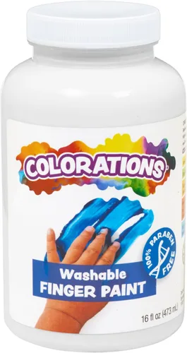 Colorations Pinturas lavables para dedos, 16 fl oz, blancas, no tóxicas, cremosas, vibrantes, pintura para niños, manualidades, pasatiempos, Blanco