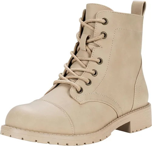 Miniatura 12 de Vepose - Botines de tacón bajo para mujer, botines militares a la moda con cordones