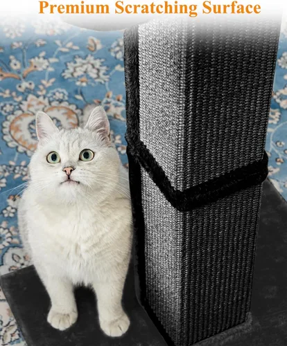 Miniatura 3 de Karolpar Rascador de gato de 32 pulgadas para gatos de interior, rascador de sisal para gatos con percha de felpa, poste grande para rascar