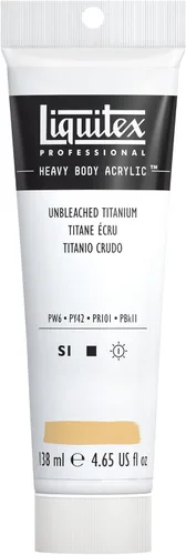 Liquitex Pintura acrílica profesional de cuerpo pesado, tubo de 4.65 oz (138ml), titanio sin blanquear Titanio no blanqueado