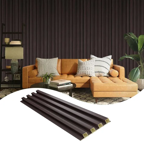 Miniatura 20 de OUZUGIE WPC Paneles de Pared de Lata Acústica, Paquete de 8 Paneles de Pared 3D de 96 x 6 Pulgadas para Decoración de Paredes Interiores, Sala