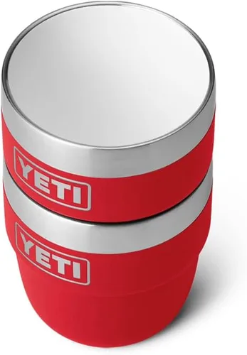 Miniatura 7 de YETI Rambler - Vaso apilable de 4 onzas, acero inoxidable, taza de café/espresso aislada al vacío, 2 unidades Rojo rescate
