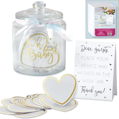 Miniatura 9 de Kate Aspen Tarro iridiscente de deseos de boda con 100 tarjetas en forma de corazón, libro de invitados, decoraciones de despedida de soltera