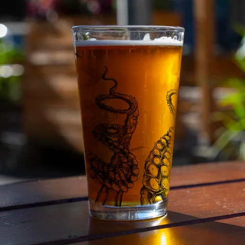 Miniatura 2 de Black Lantern Juego de 2 vasos de cerveza de 16 onzas con diseño de tentáculos de pulpo, serigrafiado con caja de regalo
