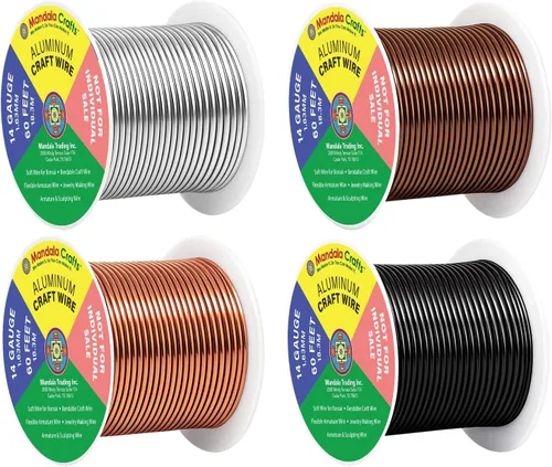 Miniatura 226 de Mandala Crafts - Alambre de aluminio anodizado de 8 calibre para hacer joyas - 9.75 m de alambre flexible negro colorido - Flexible para bonsái