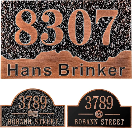 Miniatura 34 de Letrero de dirección personalizado, placa de dirección de número de casa, placa de dirección personalizada, metal o latón antiguo acrílico