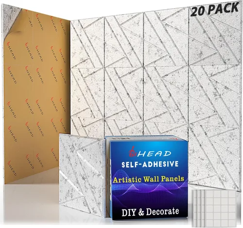 Miniatura 14 de BSHEAD 10 piezas de paneles acústicos de microfibra de 165dtex, paneles de pared insonorizantes autoadhesivos, paneles de espuma de 12 x 12 x 0.4