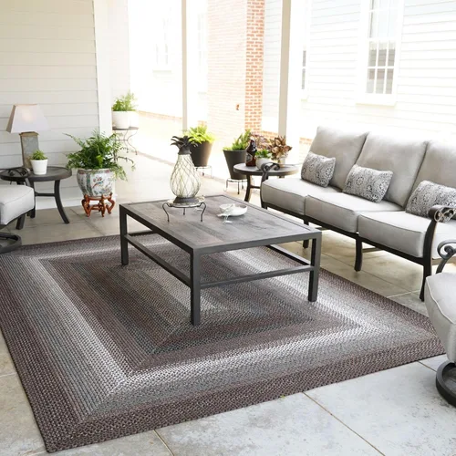 Miniatura 150 de Alfombra ovalada trenzada gris humo de 20 x 30 pulgadas, lavable para interiores y exteriores, decoración campestre para cocinas y entradas