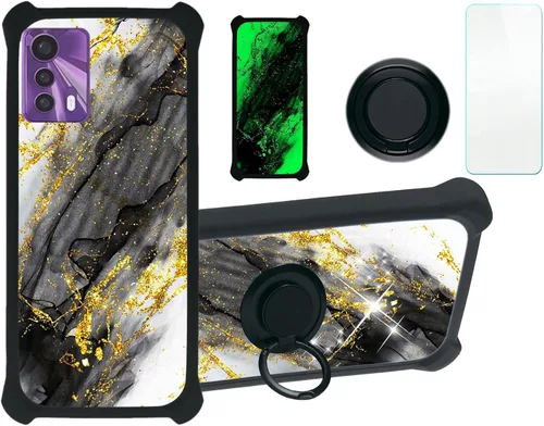 Miniatura 8 de Aroepurt Cricket Ovation 2 - Funda compatible con AT&T Maestro Max (2021) [PC duro + silicona suave] [purpurina dorada + luminosa] JSH-HDL