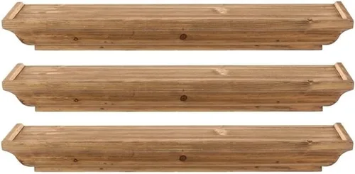Miniatura 8 de Kiera Grace Muskoka Fitz - Estantes flotantes de madera, juego de 3, tamaños de 36 pulgadas, nogal natural, perfectos para mostrar preciosos marcos