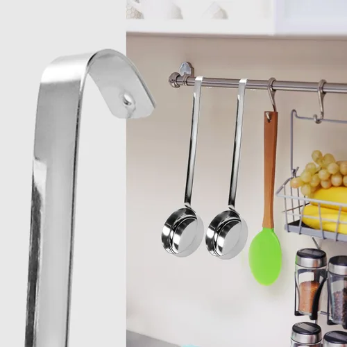 Miniatura 7 de Cucharón de cocina de acero inoxidable 201 de acero inoxidable de 10.55 pulgadas con ganchos y asas largas para remover, porciones y servir sopas