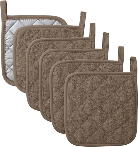 Miniatura 13 de Juego de soportes para ollas de cocina, resistentes al calor, juego de agarraderas de algodón puro, salvamanteles, posavasos grandes, almohadillas