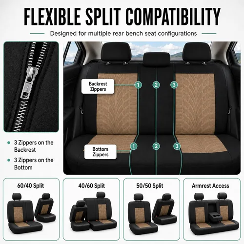 Miniatura 6 de FH Group - Juego de fundas de asiento delantero de automóvil de tela de alta calidad, para asientos con respaldo bajo con reposacabezas extraíble