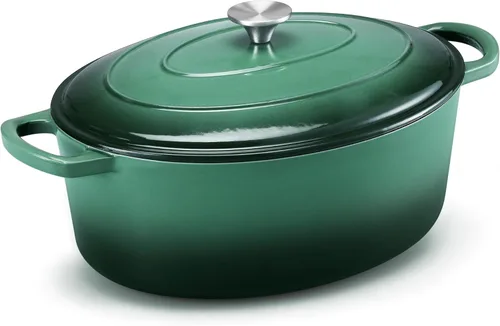 Miniatura 38 de E-far - Horno holandés de 6 cuartos de galón, esmaltado de hierro fundido con tapa, olla de cocina redonda antiadherente para Naranja