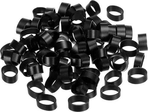 Miniatura 18 de PATIKIL Bandas de goma de silicona, 100 unidades, antideslizantes, de 0.9 pulgadas, color negro plano, para envolver cables, envolturas de bolsas