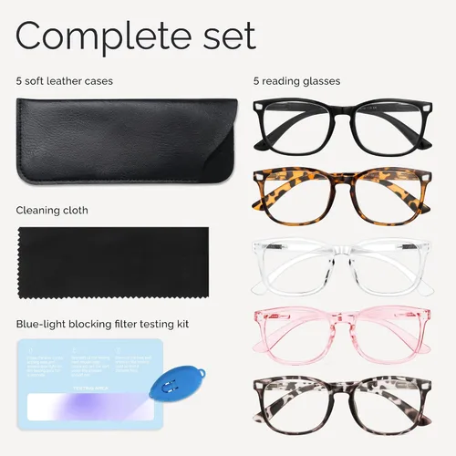 Miniatura 7 de CCVOO Mix & Match - Gafas de lectura para mujer, ligeras, ajuste cómodo, visión clara, bloqueo de luz azul Mezcla de paquete C5