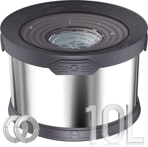 Miniatura 10 de UPSKY Cuenco de agua para perros sin derrames 8L acero inoxidable, 2.1 galones gran capacidad cuencos para perros a prueba de derrames