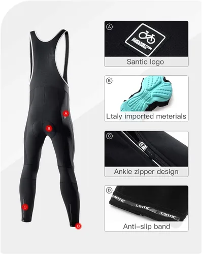 Miniatura 6 de Santic Mens Cycling Bib Pants with padded Winter Bibs Tights