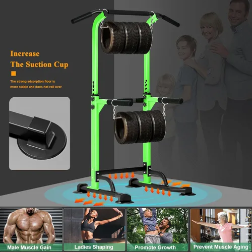 Miniatura 6 de DlandHome Power Tower Pull Up Dip Station Multi-Function Fitness Equipment for Strength Training Adjustable Height Dip Stand for Home Gym Verde