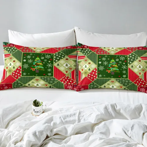 Miniatura 5 de Erosebridal Juego de sábanas de árbol de Navidad, tamaño individual, juego de sábanas de copos de nieve de Navidad para niños y niñas, sábanas