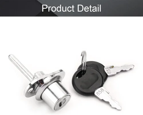 Miniatura 4 de MroMax Cerradura de cajón, diámetro de cilindro de 3/4 pulgadas (0.748 in), llave diferente, cerradura de émbolo de gabinete de aleación de zinc