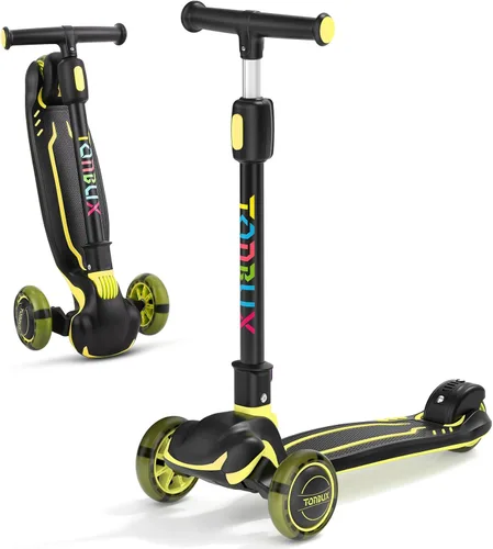 Miniatura 9 de TONBUX - Patinete para niños, patinete de 3 ruedas con luces LED para niños de 3 a 12 años, patinetes plegables con altura ajustable - Patinete
