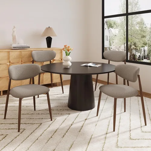 Miniatura 12 de MALOL Juego de 2 sillas de comedor, sillas de comedor tapizadas con patas de metal y almohadillas antideslizantes, silla de cocina con respaldo Beige