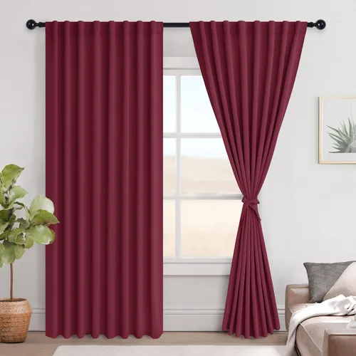 Miniatura 147 de Hiasan Cortinas opacas negras para dormitorio, cortinas opacas cortas de 45 pulgadas de largo, con aislamiento térmico, bolsillo para barra