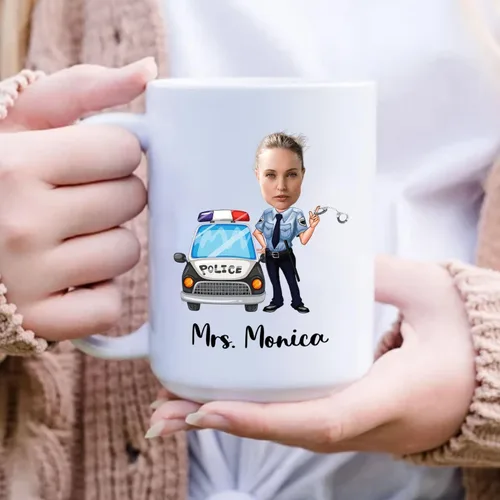 Miniatura 6 de Taza de café blanca personalizada con cara de policía de policía de 11 15 onzas, taza de café de policía de sargento de policía, regalo para hombres
