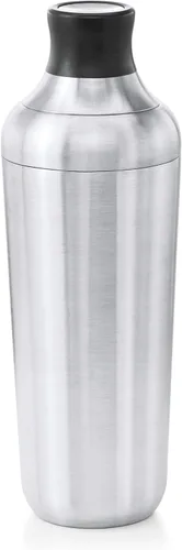 Miniatura 2 de OXO Coctelera y mezclador de acero con cabeza de nailon antiarañazos y agarre antideslizante suave, plateado, 9 pulgadas y colador de cóctel